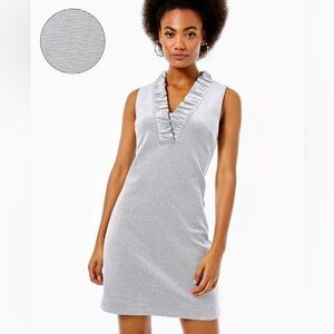 Lilly Pulitzer Tisbury Shift Gray & White Lucky Catch Sleeveless Striped Dress M